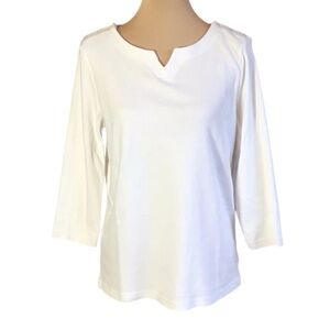 Hasting & Smith White Notch Neck 3/4 Length Sleeve Shirt, Petite XL